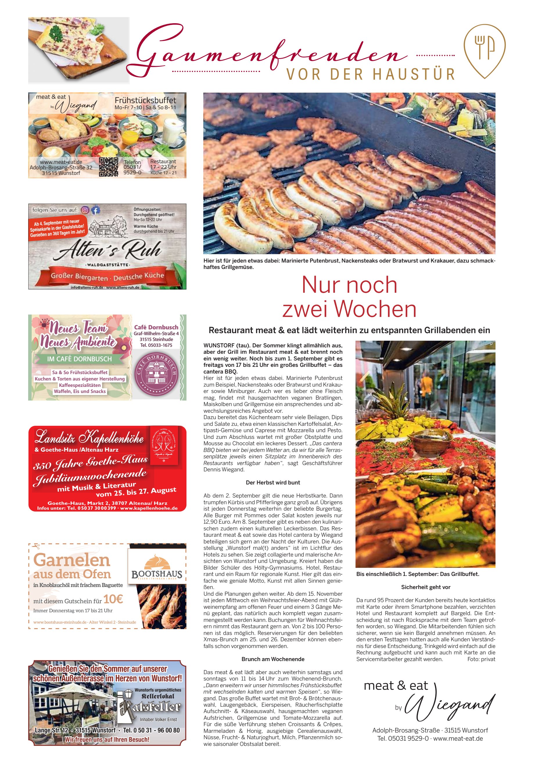 Gaumenfreuden noch zweiWochen