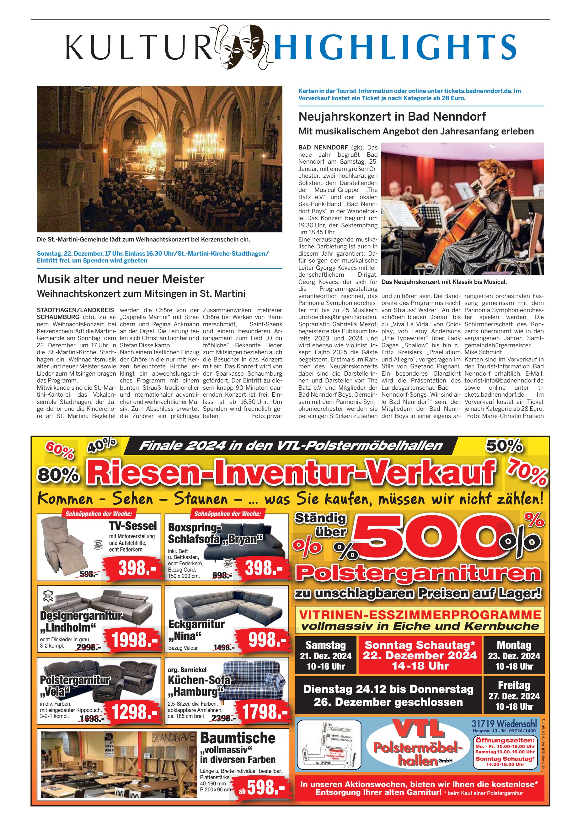 KULTUR HIGHLIGHTS Riesen-Inventur-Verkauf