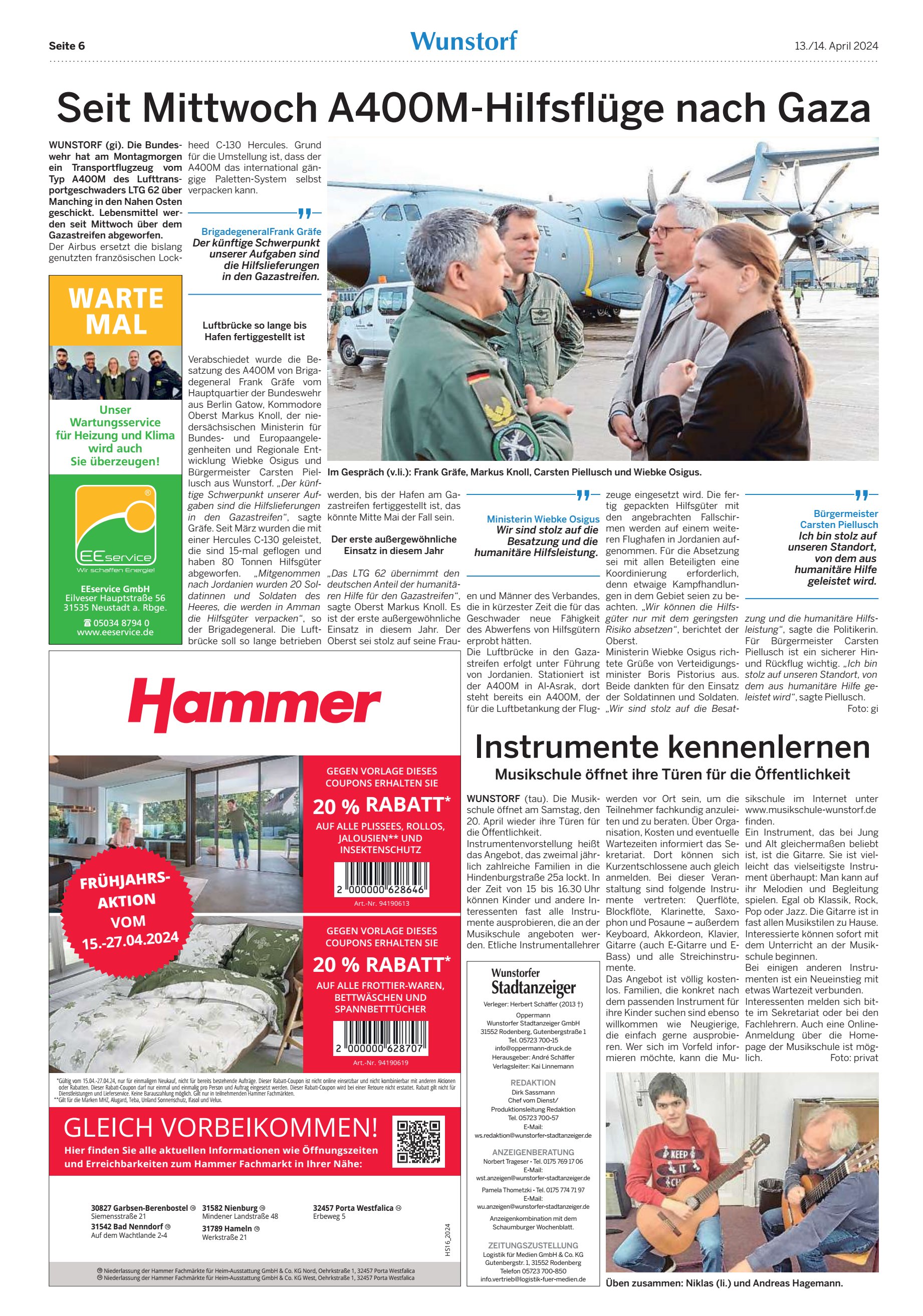 Seit Mittwoch AM-Hilfsflüge
